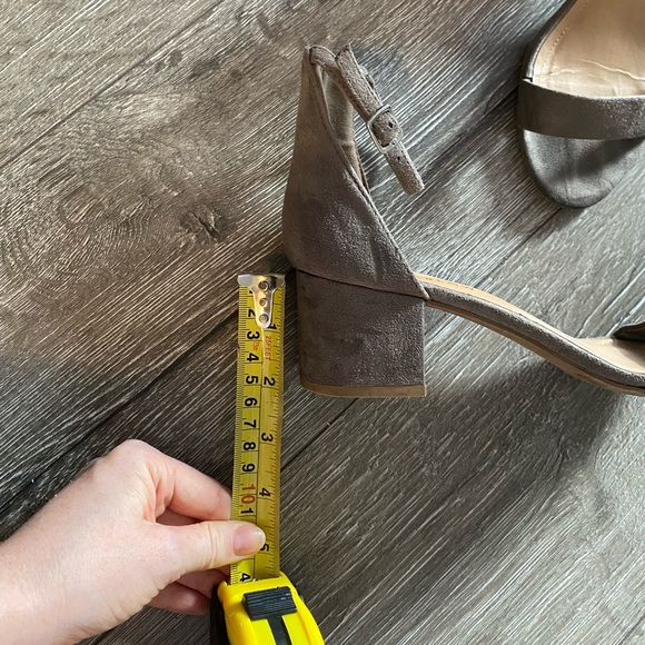 Low Grey Block Heel with Ankle Strap - Picture 6 of 7